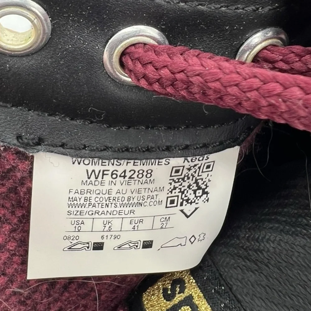 Keds Black High-Tops Burgundy‎ Laces Scout III Water Repellent Canvas Size 10